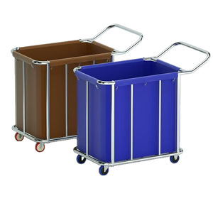 Carro de lino de acero inoxidable con empuje manual para hotel, servicio de lavandería, lavandería en seco y almacenamiento, para recogida de ropa sucia y reciclaje de productos - Product Image 5