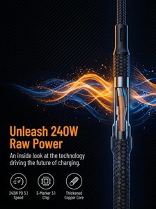 Factory Wholesale 2M 3M <b>2.0</b> <b>USB</b> C to C 100W Cable 480Mbps PD240WType C <b>Usb</b> Fast Charging Cable Data Cables - Product Image 4