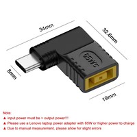 Convertidor PD de 65W Lenovo, Adaptador de Carga de Corriente de Cuadrado a Tipo C, Conector USB-C Macho a Entrada Cuadrada Hembra para Laptop