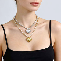 Collier tendance CH-LAN2211 en cuivre plaqué or avec perles en forme de cœur, collier avec pendentif en forme de cœur en coquille, bijoux pour femmes