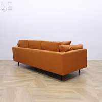 Canapé sectionnel en cuir contemporain de luxe antique du milieu du siècle 3 places de meubles modernes pour le salon