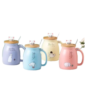 <span class=keywords><strong>Mug</strong></span> à <span class=keywords><strong>infuseur</strong></span> à thé en céramique 15 oz <span class=keywords><strong>Mug</strong></span> en céramique mignon avec <span class=keywords><strong>chat</strong></span>, 450 ml Tasse à lait, café, thé avec cuillère et couvercle en bois en forme de <span class=keywords><strong>chat</strong></span> en trois dimensions - Product Image 1