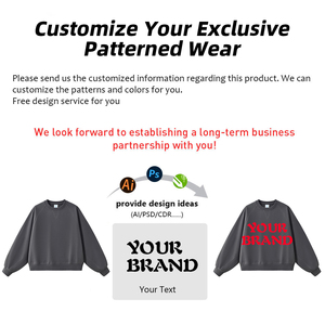 Sudadera de corte holgado con mangas raglán y cuello redondo, 420G, de tejido grueso, con diseño de patchwork, corta y ancha para hombre - Product Image 4