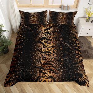 <strong>Leopard</strong> <strong>Print</strong> Bedding <strong>Set</strong> African Cheetah <strong>Print</strong> Cover <strong>Set</strong> Safari Animal Pattern Bed <strong>Duvet</strong> Cover <strong>Set</strong> for Teens Room Decor Brown