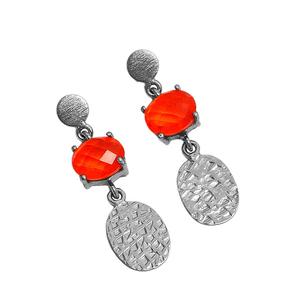 ต่างหูห้อยอัญมณีควอตซ์แท้สีส้ม925แข็งเครื่องประดับงานแต่งทำมือชุบทอง-ขายส่ง - Product Image 2