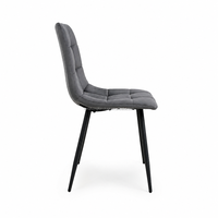 Chaise de salle à manger moderne en velours nordique avec pieds en métal noir - Chaise d'appoint ergonomique capitonnée pour la maison, les restaurants et les cafés