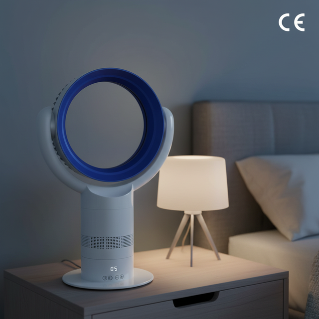 Digital Plastic Low Noise Round Shape Bladeless Fan with Remote Control and Timer Portable Table Air Cooling Fan