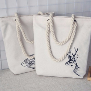 Sacs de shopping personnalisés en toile de coton écologique avec poignées en corde à motif lettres - Product Image 5