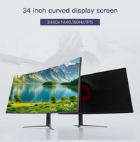 Moniteur de jeu PC incurvé ultra-large de 34 pouces, écran IPS 3800R, rétroéclairage LED RGB, port DP, 1 ms, 3440x1440, 80 Hz