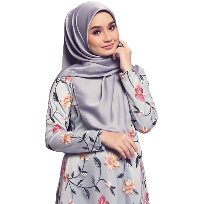 Fashion floral mesh abaya women muslim prom dress elegant dresses