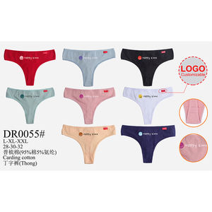 Sous-vêtement en string en coton taille basse avec logo personnalisé No Show Panty Lines Style de tous les jours Tissage tricoté teint uni Approvisionnement en usine - Product Image 5