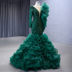 Jancember 222146 Vestidos formales de fiesta de noche fruncidos con cordones verdes elegantes - Product Image 3