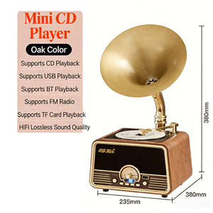 Reproductor de discos giratorio mini en oferta, altavoz todo en uno, reproductor de discos inalámbrico BT, radio FM USB, reproducción de 3 velocidades, audio de escritorio - Product Image 5