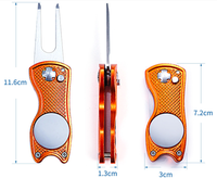 Mini fourche de golf portable multicolore légère et écologique en acier inoxydable, outil de réparation de divots pliable, cadeau pour le putting green