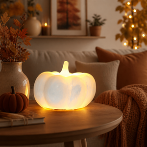 Lampada Notturna a Forma di Zucca <span class=keywords><strong>in</strong></span> Gesso Naturale, Dimmerabile al Tocco, Lampada Aromaterapica <span class=keywords><strong>in</strong></span> Pietra per Decorazioni Autunnali e del Ringraziamento - Product Image 1