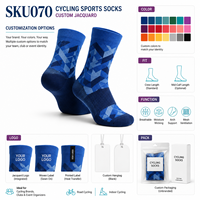 Chaussettes de sport en jacquard ODM pour le cyclisme, pour les collections de merchandising de cyclisme avec des programmes d'achat en gros