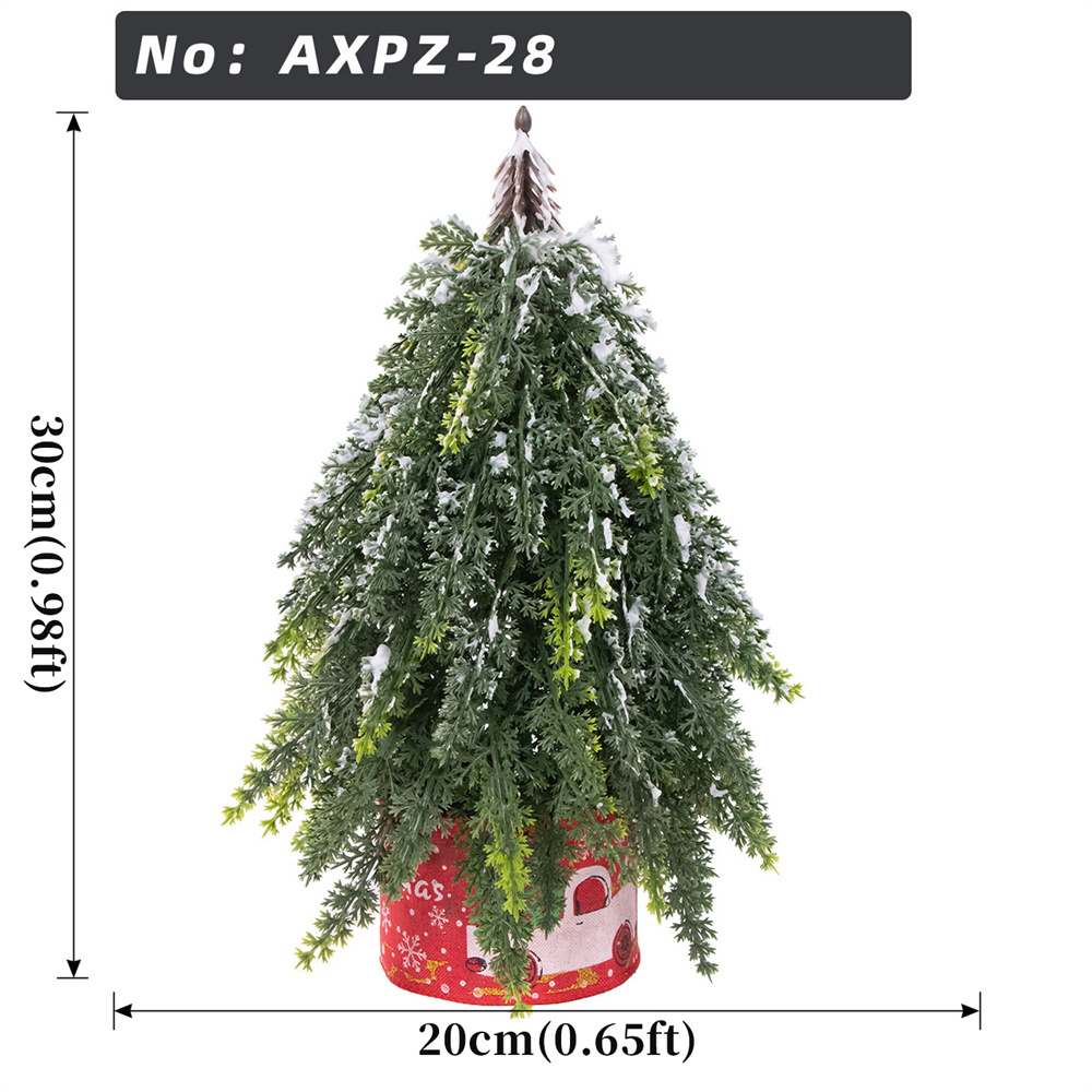 Albero di Natale da Tavolo Verde con Rivestimento in Tessuto e Vaso a Forma di Camion Rosso