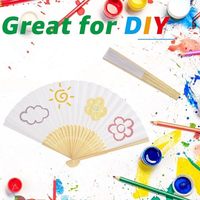 Kipas Lipat Kertas Putih Grosir Cina dengan Gagang Bambu Abanico De Papel Boda Dekorasi Pernikahan Hadiah DIY