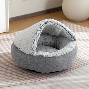 Cuccia Semi-Chiusa per Gatti, Morbida e Confortevole, Letto per Animali Domestici, Motivo Uniforme, Cuccia per Cuccioli, Letto Caldo Invernale in Peluche per Cani e Gatti - Product Image 4