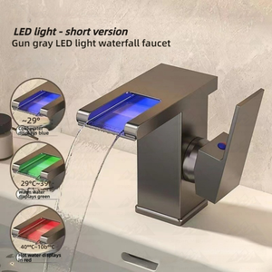 Grifo de cascada con luz LED Wayon, lavabo, lavabo bajo encimera, grifo de agua fría y caliente para el hogar - Product Image 4