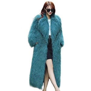 Luxury Extra Long Women's Winter <strong>Coat</strong> Waterproof <strong>Floor</strong> <strong>Length</strong> Jacket with Real Mongolian Lamb Faux Fur Women's Faux Fur <strong>Coats</strong> - Product Image 1