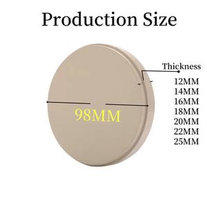 Disques dentaires en polymère plastique PEEK naturel 98 mm CAD CAM pour prothèses dentaires fixes amovibles, couronnes, ponts, utilisation en laboratoire - Product Image 2