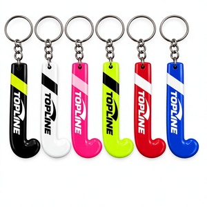 Porte-clés de hockey sur gazon personnalisé TOPLINE avec logo, noir et vert fluo, cadeau promotionnel sportif - Product Image 6