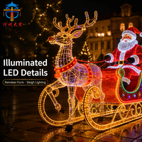 Riesiger Outdoor-Weihnachts-Rentierschlitten mit Laterne, Handgefertigte LED-Feiertagsdekoration für Park, Platz und Garten