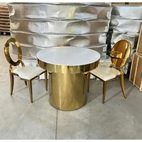 Table ronde en acier inoxydable pour gâteaux, idéale pour les mariages, les fêtes et les événements d'hôtel, décoration de mariage dorée