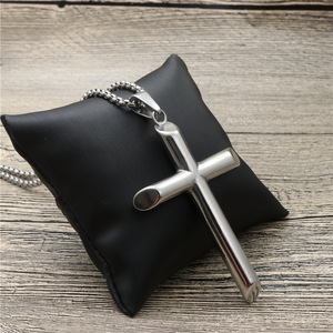 Cross Pendant <b>Necklace</b> Stainless Steel Unisex Gift Jewelry Silver White - Product Image 1