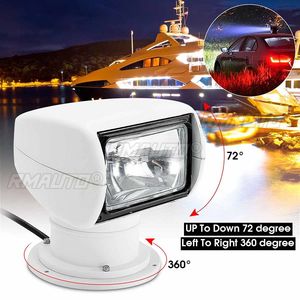 ไฟสปอร์ตไลท์เรือเดินทะเล 100W หมุนได้ 360 องศา ควบคุมระยะไกล กันน้ำ ไฟ LED สำหรับรถบรรทุก รถออฟโรด เรือ ไฟขับขี่ทางทะเล - Product Image 1
