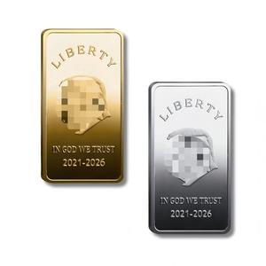 Barra commemorativa patriottica moderna rettangolare in ghisa, placcata oro e argento, souvenir non circolare da collezione - Product Image 1