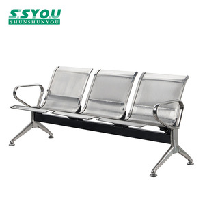 Silla de espera Ssyou de acero inoxidable de 3 plazas con pasamanos para uso público en aeropuertos y hospitales - Product Image 2