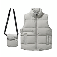 Gilet unisexe blanc sans manches en polyester rempli col montant extérieur d'automne Logo personnalisé fermeture éclair grande taille veste pratique