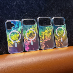 Vendita calda magnetica senza fili di ricarica rigida in acrilico custodia per telefono cellulare con piume in filato <span class=keywords><strong>trasparente</strong></span> copertura Mobile per <span class=keywords><strong>iPhone</strong></span> 17 Pro - Product Image 2