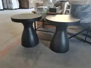 लकड़ी का अनाज डाइनिंग टेबल कंक्रीट गोल कॉफी टेबल