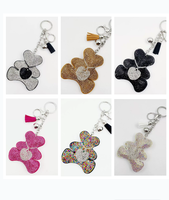 Porte-clés multicolore en forme d'ours, best-seller, pour sacs et voitures, ornement scintillant entièrement en strass avec pompons