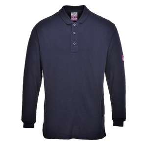 PORTWEST - FR10NARXL Fire resistant anti-static long sleeve <b>navy</b> <b>blue</b> <b>polo</b> <b>shirt</b> - EAN 5036108161782 FLAME RESISTANT WORKWEAR - Product Image 1