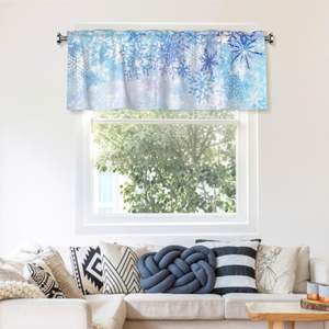 Tende a baldacchino invernali blu con fiocchi di neve per finestre, tende da cucina, tende corte natalizie per finestre, tende a baldacchino personalizzabili per bagno - Product Image 5