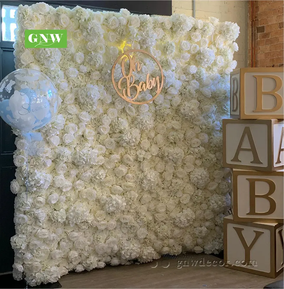 GNW décorations de mariage personnaliser blanc fleur toile de fond décoratif artificiel retrousser fleurs mur pour la fête