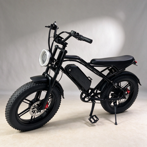 Vélo électrique noir de style rétro, 7 vitesses, batterie au lithium 48Ah avec feu arrière - Product Image 3