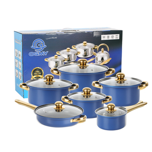 Bộ nồi chảo inox 12 món nhiều màu sắc hồng xanh cam chống dính kèm nắp - Product Image 1