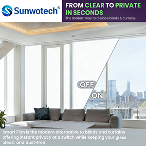 자가 점착식 84%/88%/91% 투명도 전동 스마트 PDLC 필름 조광기 PDLC 장식 필름 스마트 주택용 창문 필름 - Product Image 5