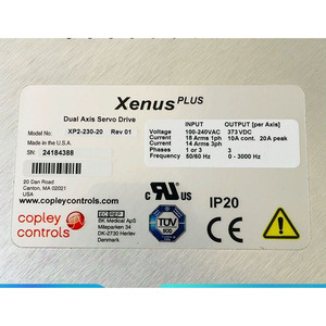ตัวควบคุม Copley Controls Xenus Plus XP2-230-20 ไดรฟ์ดิจิตอลแบบสองแกน ตัวควบคุม AC ระบบ CANopen Motion 100-240VAC 10A/20A สหราชอาณาจักร - Product Image 3