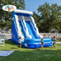 Toboggan aquatique gonflable Blue Wave avec piscine |   Parc aquatique de jardin pour les fêtes d'anniversaire d'été des enfants