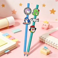 Ensemble de 50 crayons de couleur décoratifs pour enfants, best-seller transfrontalier, avec clip anti-perte détachable en caoutchouc souple PVC