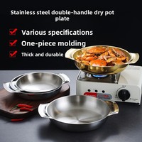 Panci Paella Stainless Steel Warna Emas, Baki Sajian Komersial dengan Pegangan Ganda, Aman untuk Microwave, Promo Hot Sale
