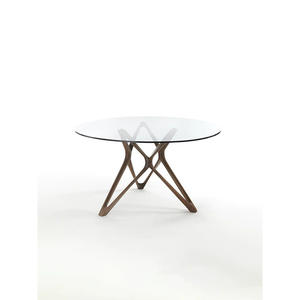 Ensemble <span class=keywords><strong>de</strong></span> <span class=keywords><strong>table</strong></span> à manger <span class=keywords><strong>en</strong></span> <span class=keywords><strong>verre</strong></span> au design moderne avec pieds <span class=keywords><strong>en</strong></span> bois, <span class=keywords><strong>table</strong></span> à manger ronde <span class=keywords><strong>en</strong></span> <span class=keywords><strong>verre</strong></span> - Product Image 1