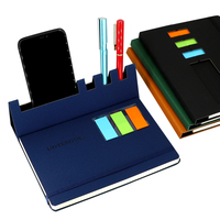 Carnets A5 en cuir PU avec porte-stylo et support téléphone, reliure cousue, notes autocollantes pour événements