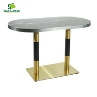Socle de table contemporain double colonne en acier inoxydable doré et noir, pieds réglables, écologique, facile à nettoyer, pour intérieur